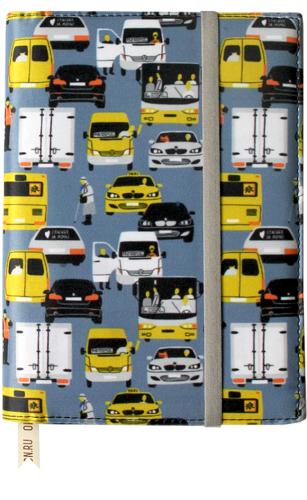 Блокнот в текстильной обложке "Машинки на сером"