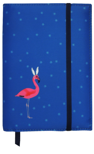 Блокнот в текстильной обложке "Фламинго на синем"