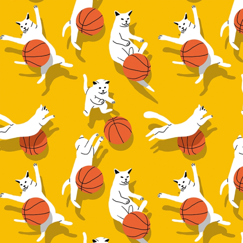 Принт "Коты и баскетбол"
