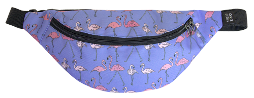 Сумка на пояс "Фламинго на голубом"