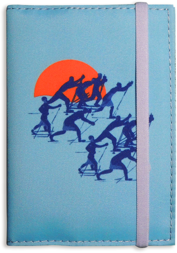 Обложка на паспорт "Лыжники на закате" (текстиль)